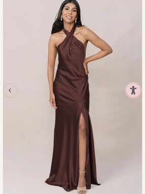 Revelry Athena Mahogany Satin Bridesmaids Dress